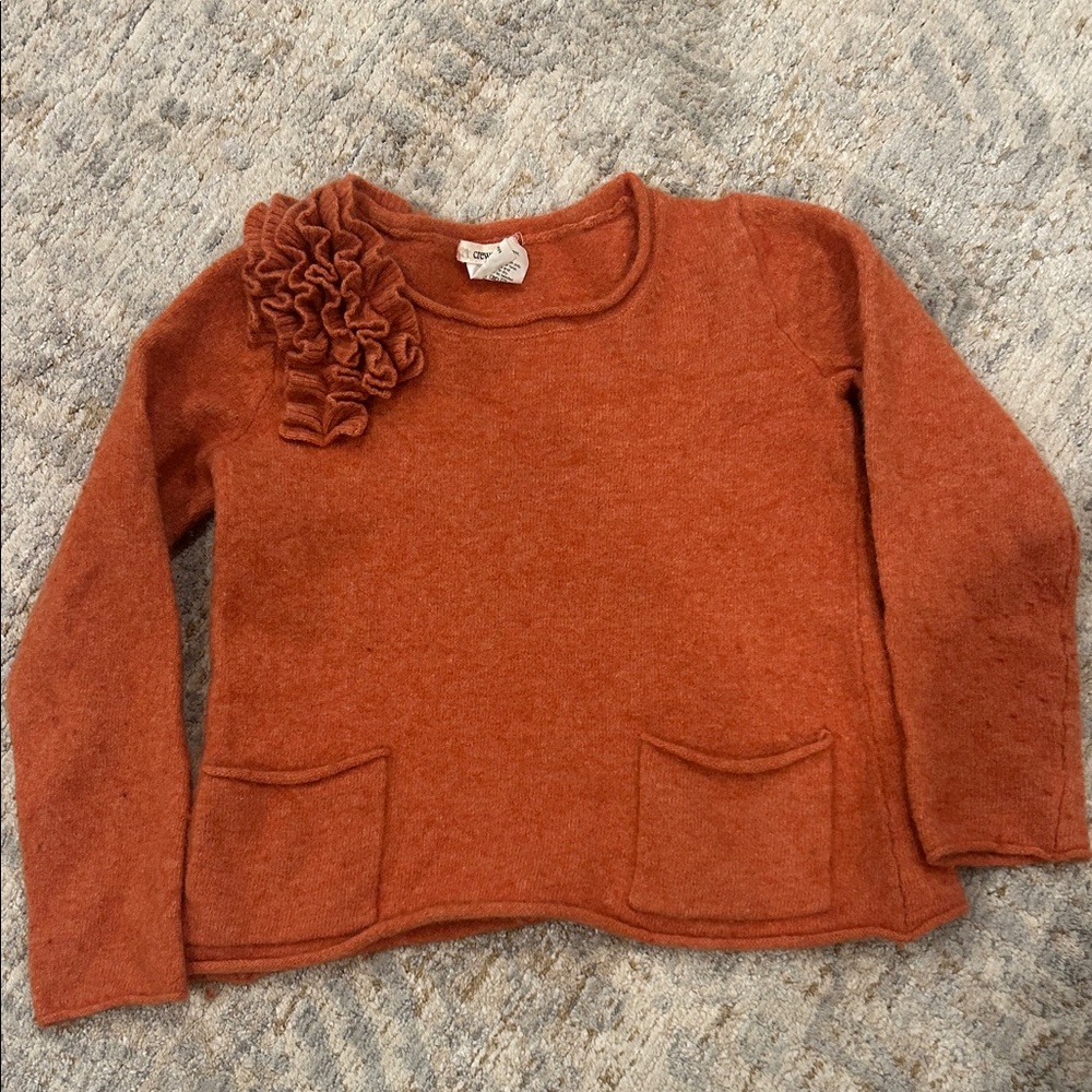 J. Crew Kids Orange Sweater with Ruffle Detail